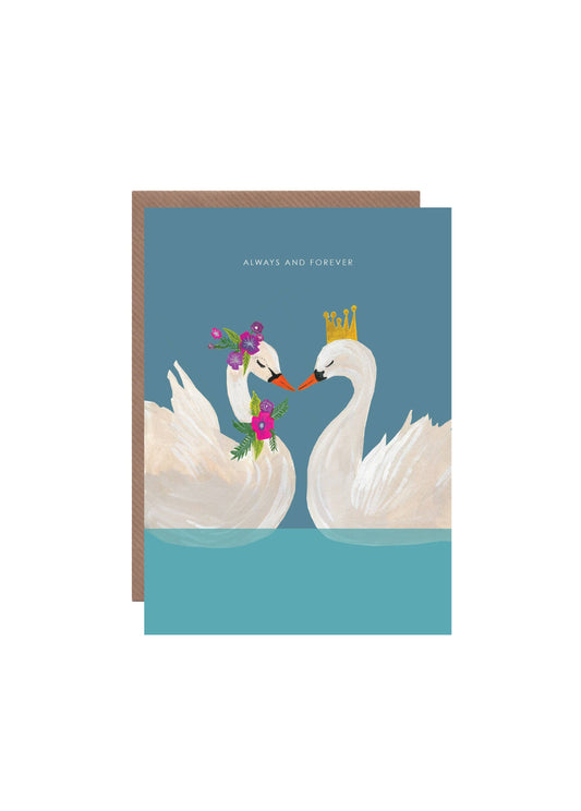 'Swans Always and Forever' Greetings Card