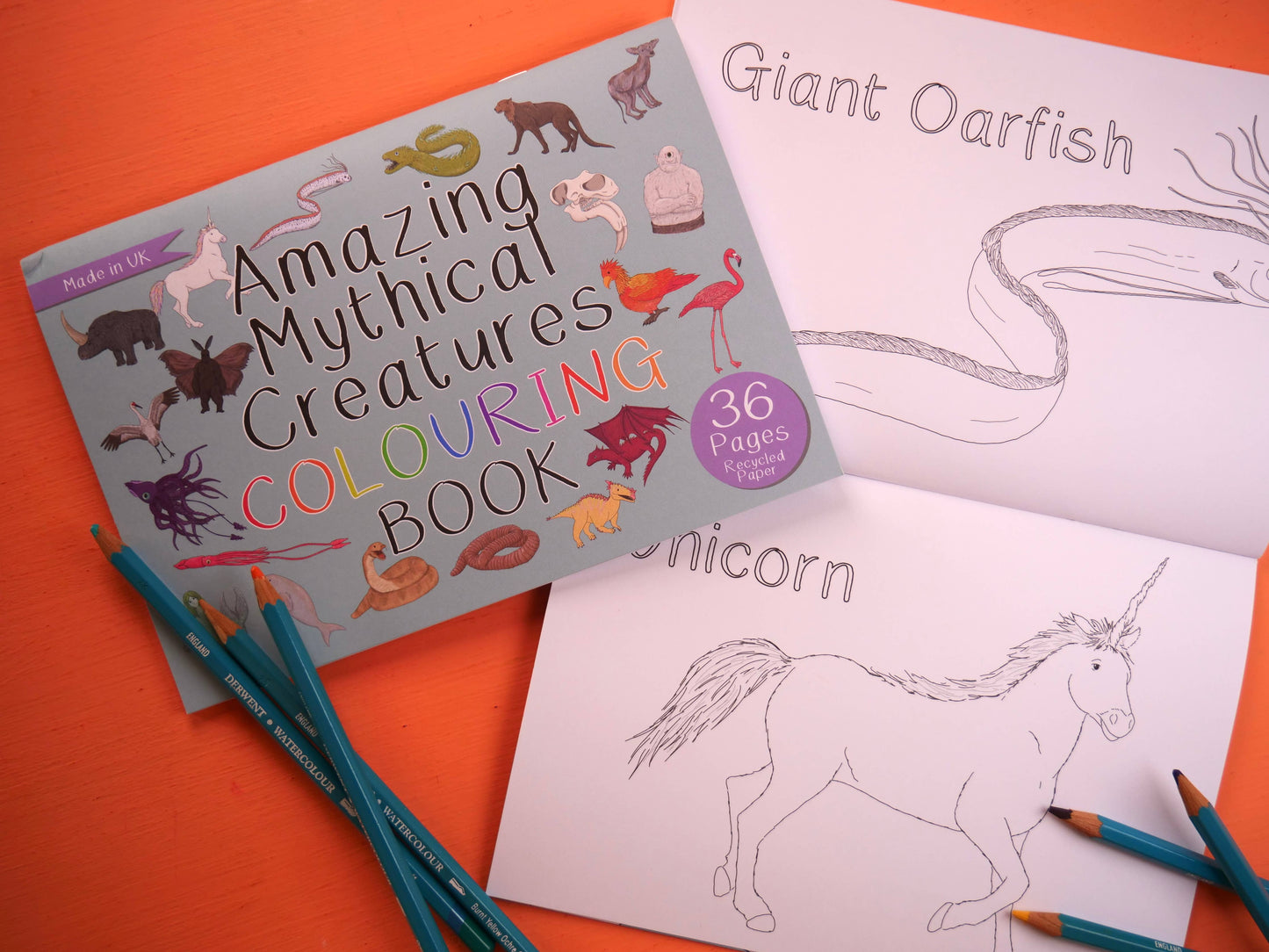 This colouring book features 18 mythical creatures and the real life animals that may have inspired their stories.  Designed and made in the UK with 36 pages of mythical creatures.