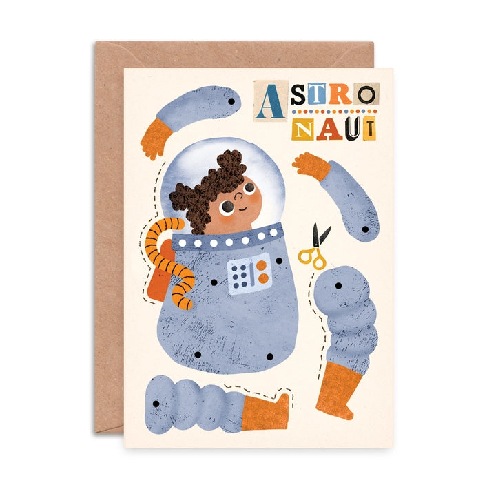 Astronaut Split Pin Puppet A5 Birthday Greeting Card