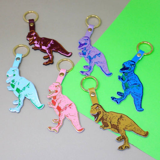 A pre-historic t-rex leather keychain for the fierce dinosaur in your life! 