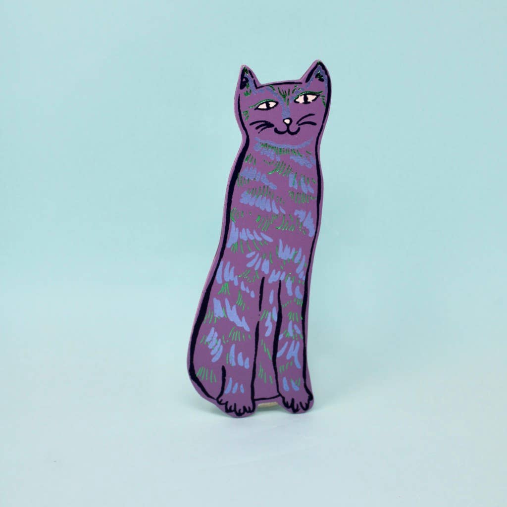 Cat Tails Purple Leather Bookmark