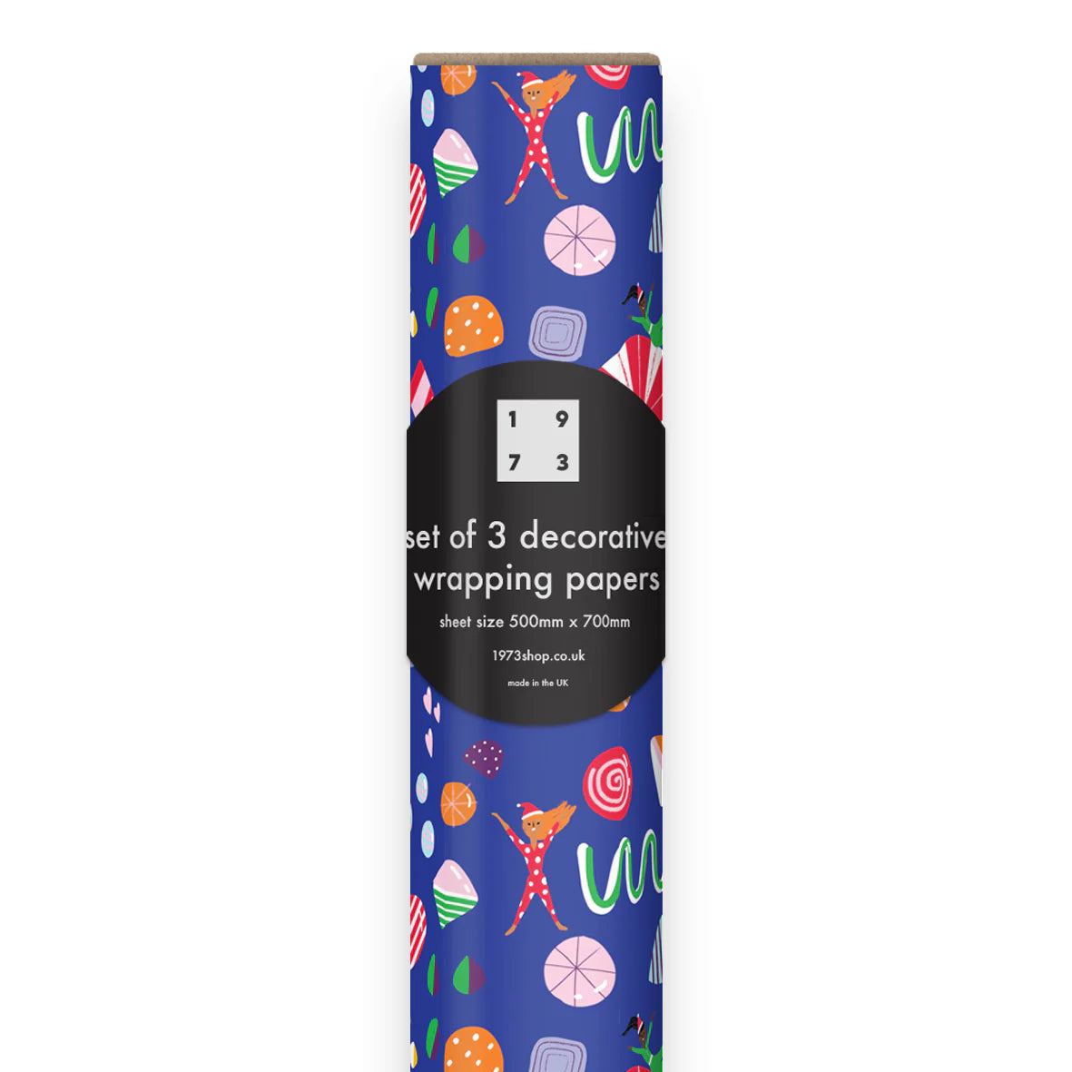 Add some Christmas magic to your gifts with this wrapping paper designed by the amazing Carolyn Suzuki and printed by 1973. This playful design showcases colourful candy and energetic elf characters