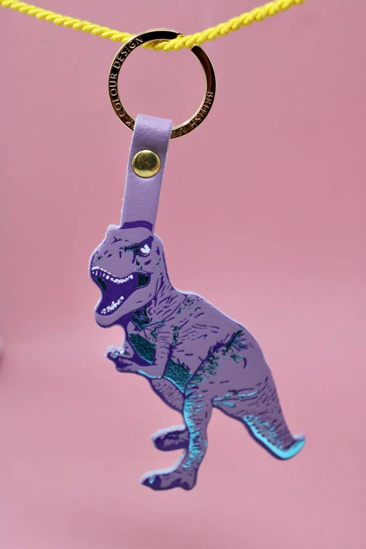 A pre-historic t-rex leather keychain for the fierce dinosaur in your life! 