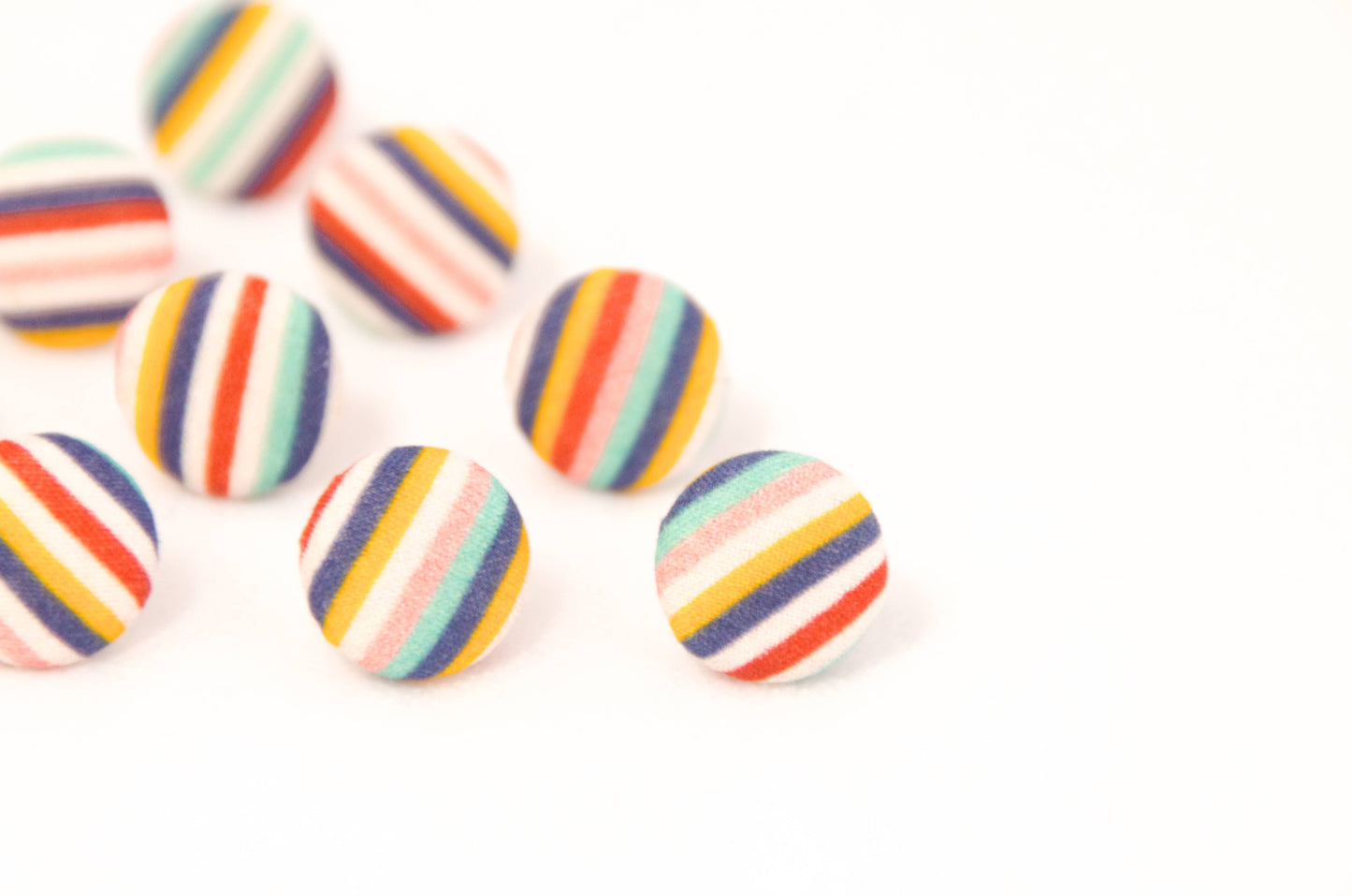 Handmade Button Stud Earrings Candy Stripe