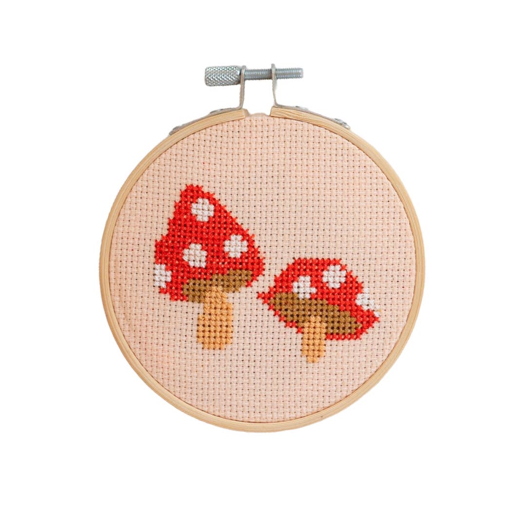 Toadstool Cross Stitch Kit - Red