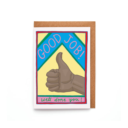 Good Job Card Black Thumbs Up Mini Card. With the words GOOD Job! and well done you!