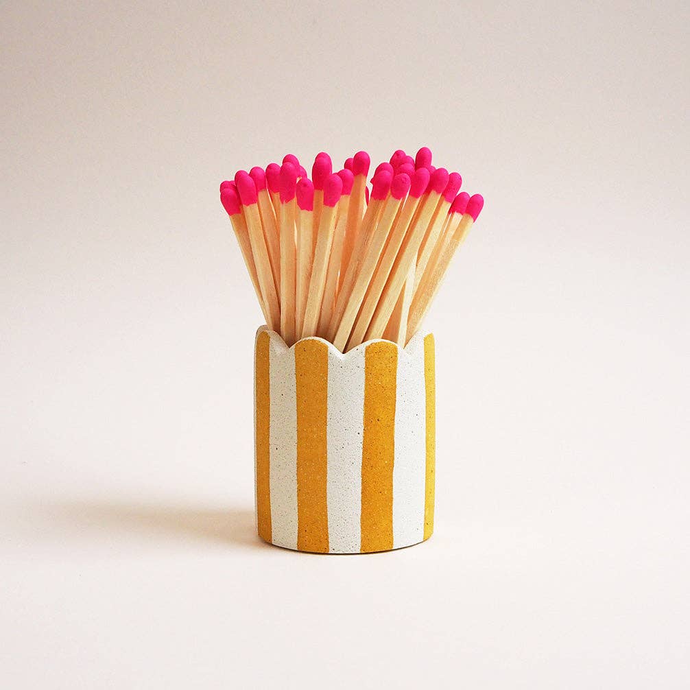 Stripy Match Stick Holders -  Red Stripe and Dark Green Matches