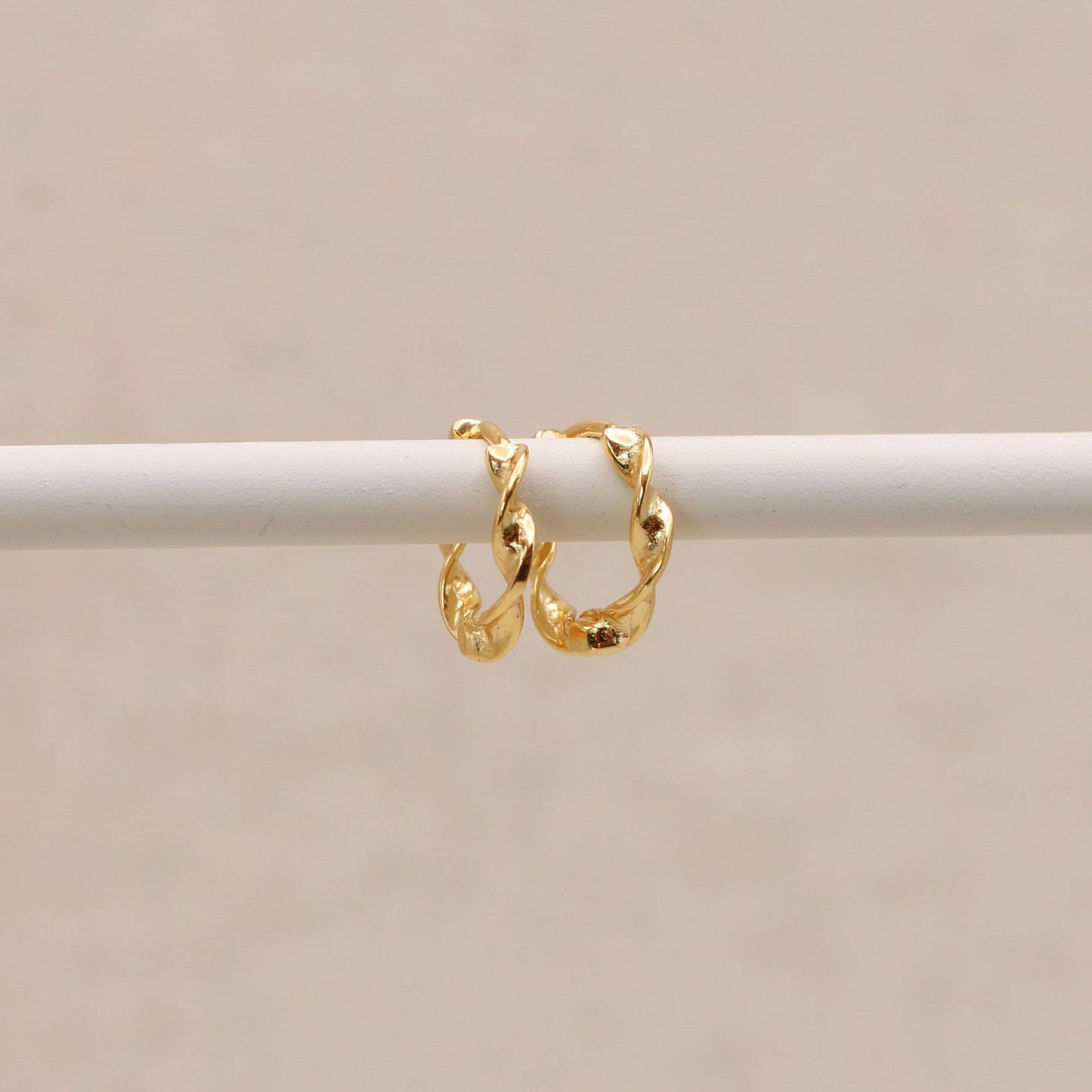 Twisted Gold Huggie Hoops