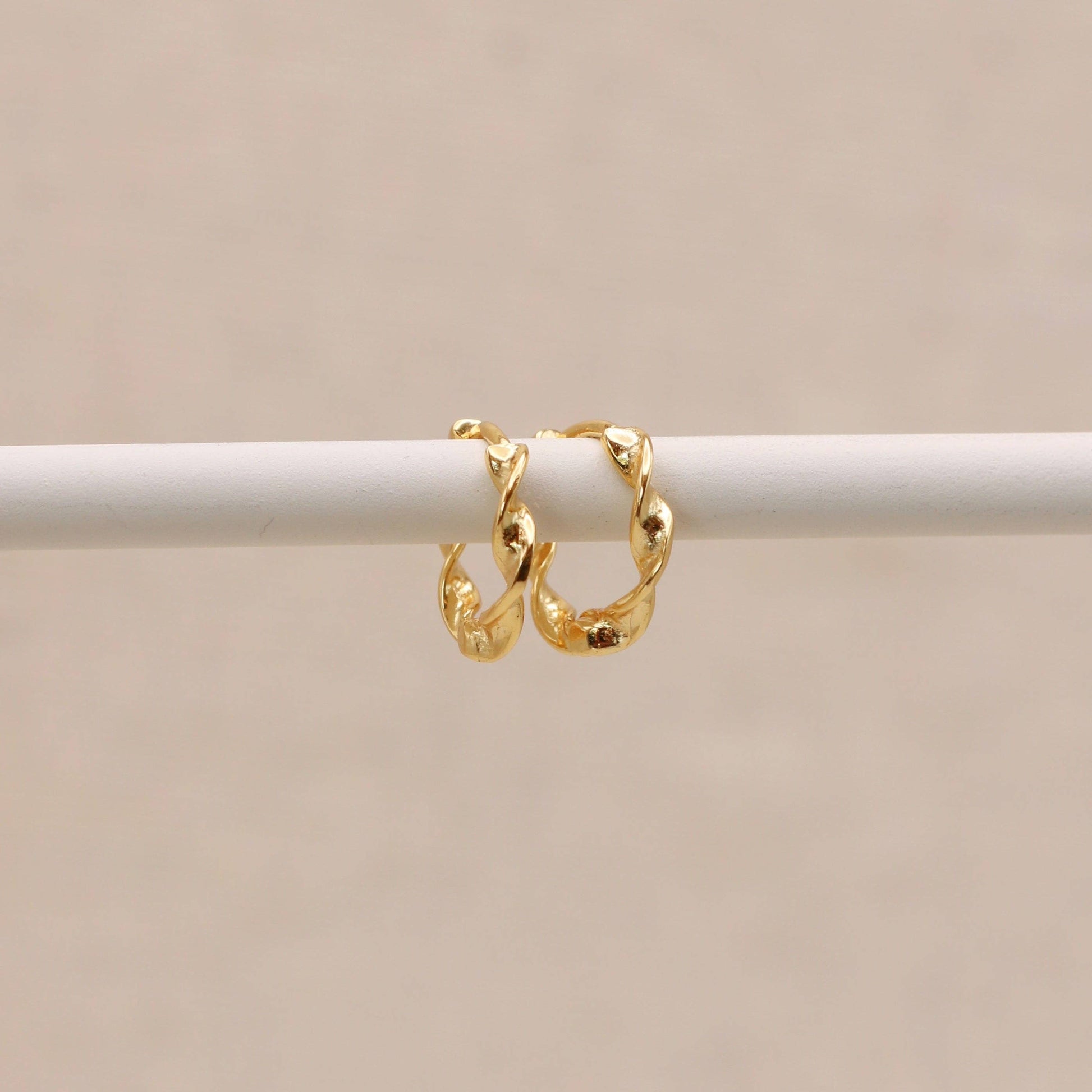 Twisted Gold Huggie Hoops