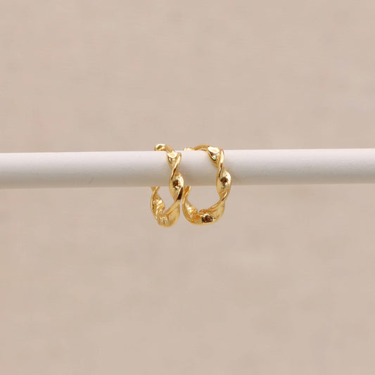 Twisted Gold Huggie Hoops