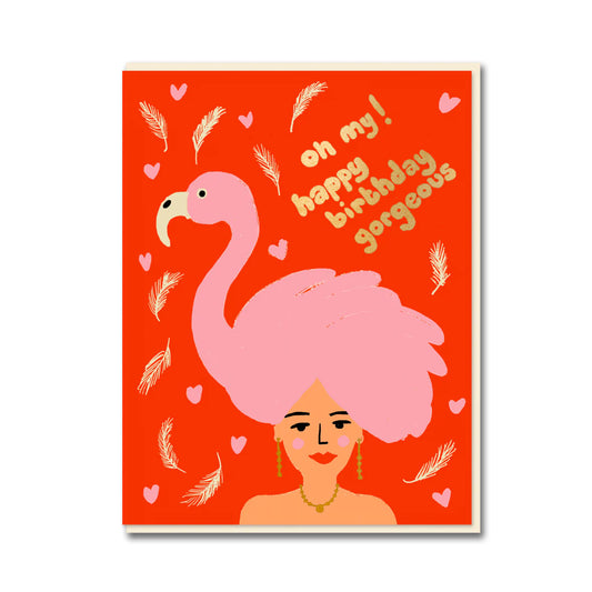 Flamingo Girl Card