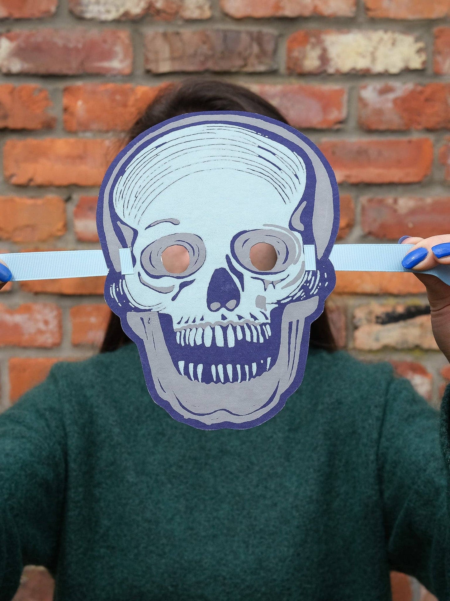 Halloween Skeleton mask, Thick Handmade cotton paper. Sustainably fairtrade made