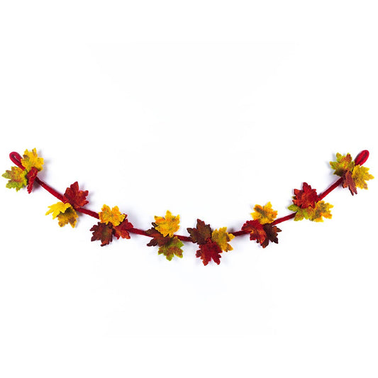 Handmade Fair trade Autumnal Home Décor Felt Leaf Garland. In red, yellow and orange.