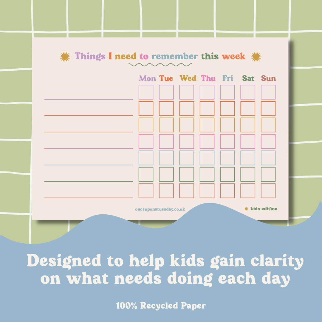 A5 Kids Weekly Planner Pad | Things I need to remember this