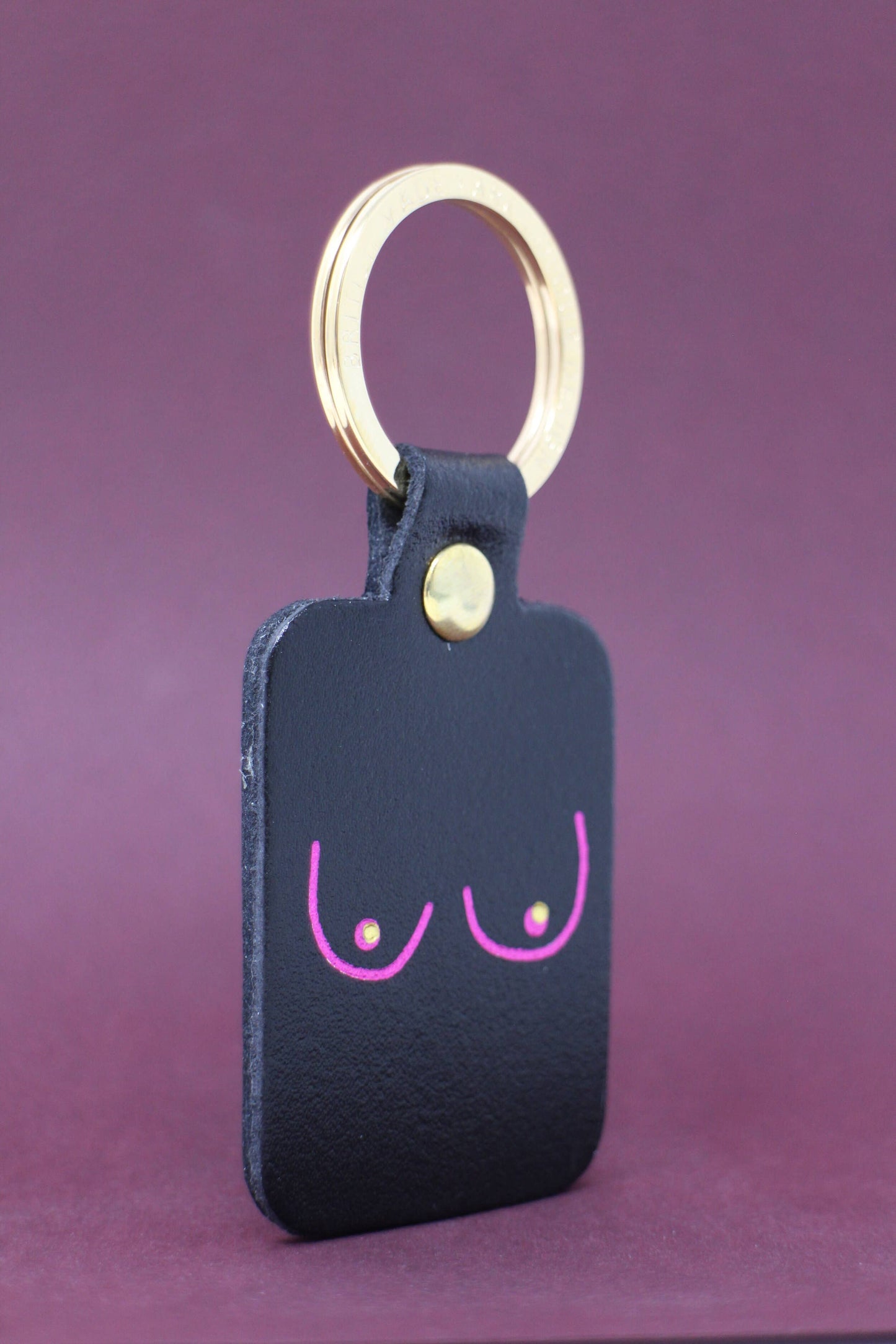 Boob Leather Black Key Fob