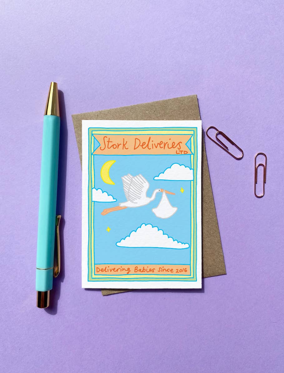 Stork Deliveries New Baby Greeting A7 Mini Card