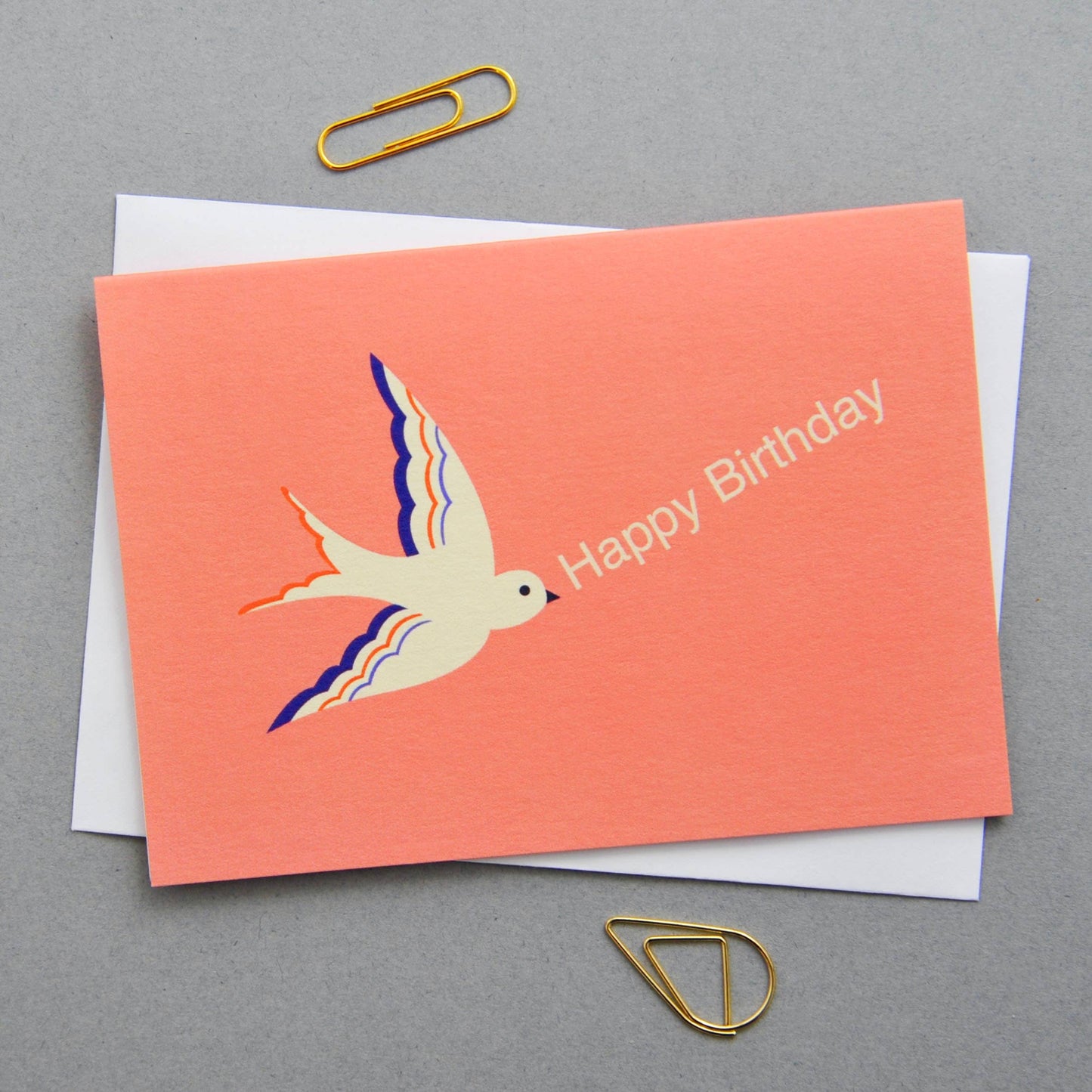 Pink Happy Birthday Bird notecard. Perfect size to attach to gifts or can be sent as a card. Pack of 8 notecards. 8 designs, 1 of each bird design in the pack of 8.