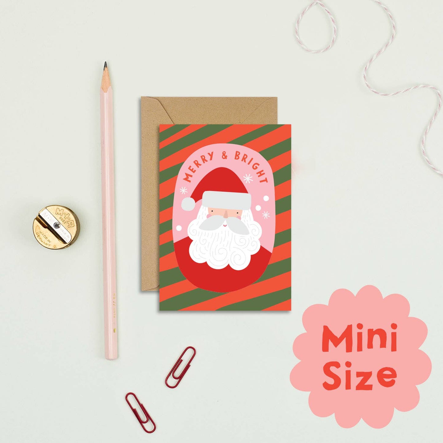 Candy Cane Santa Mini Christmas Card