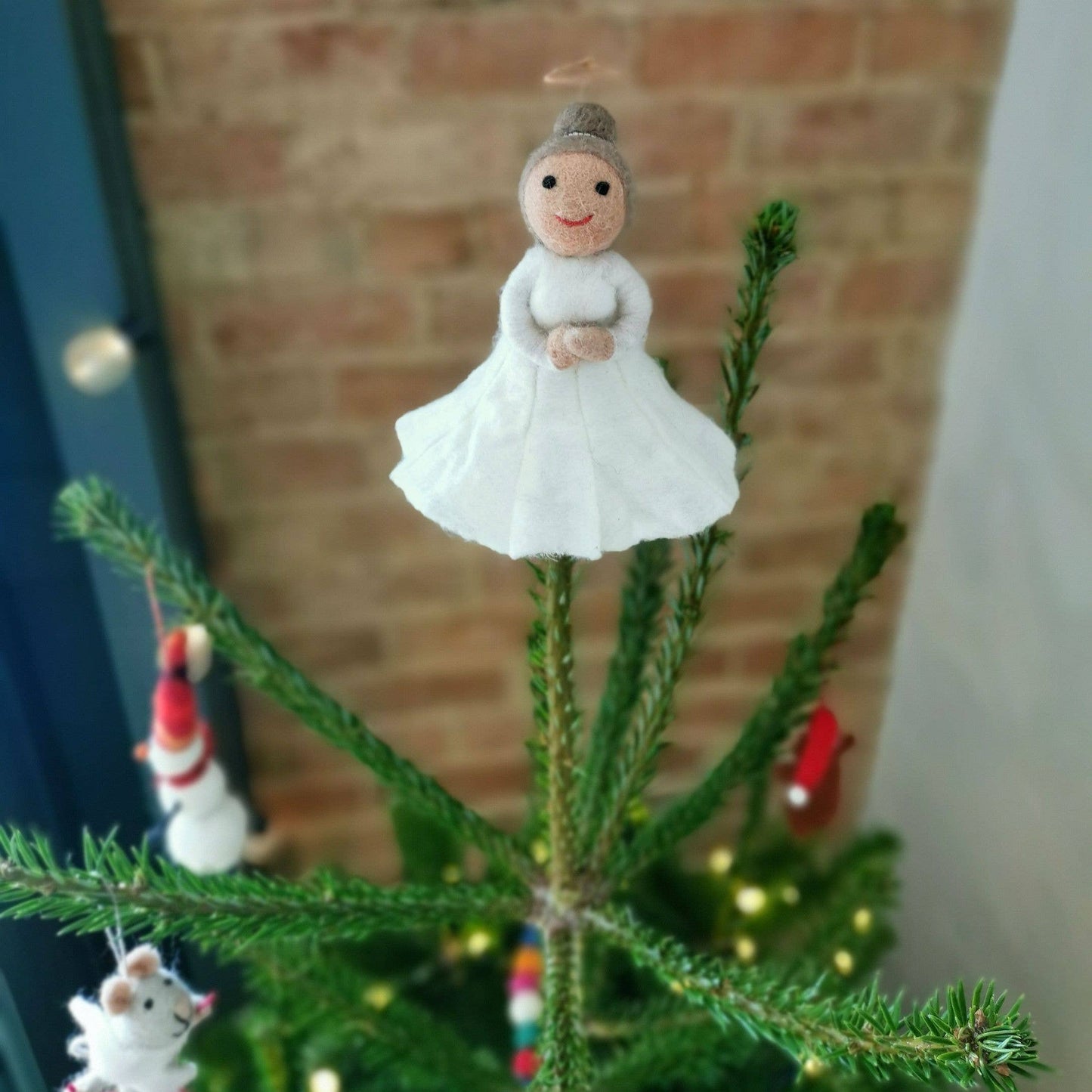 Handmade Felt Christmas Angel Tree Topper Decoration: White