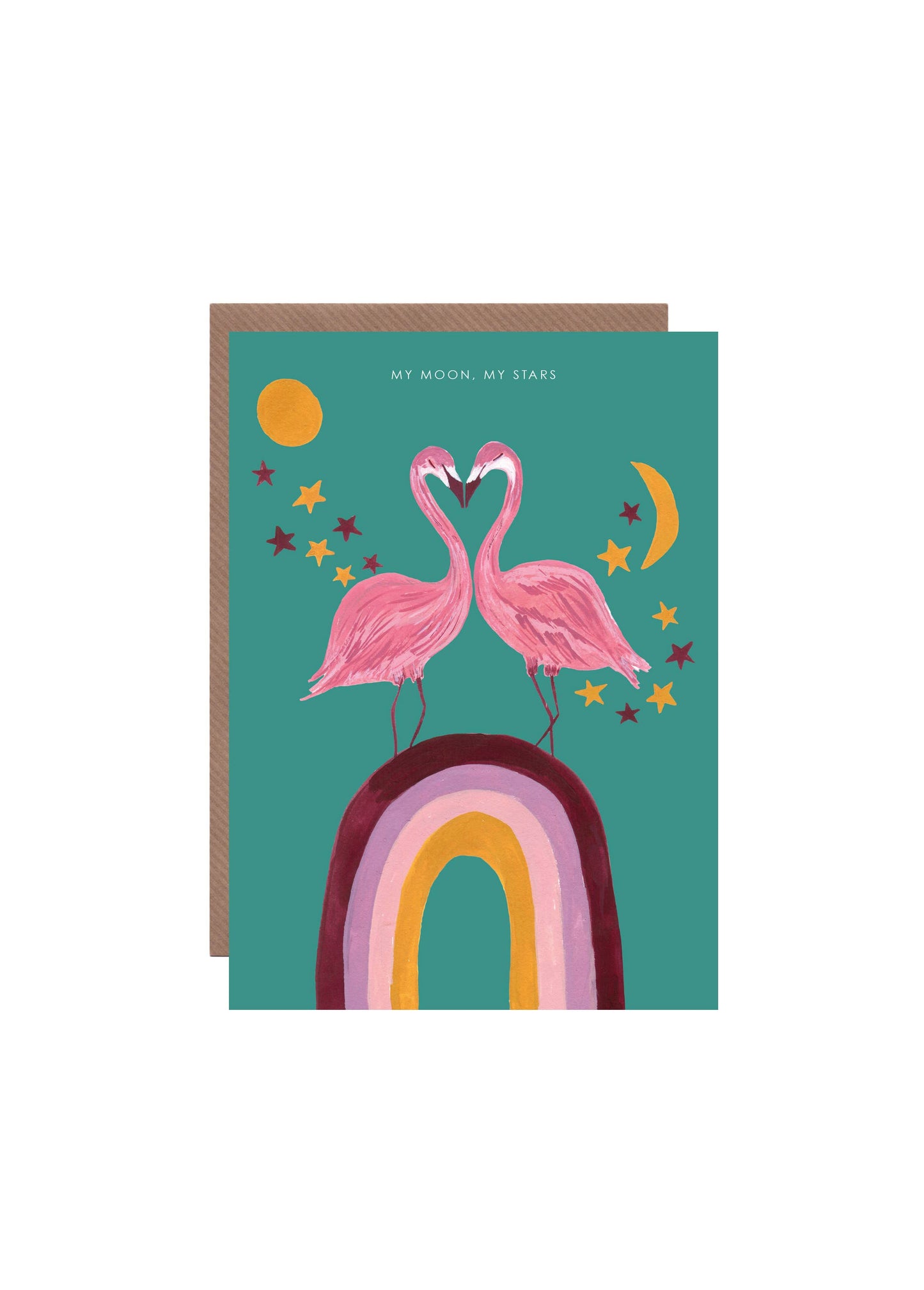 'Flamingos On Rainbow' Greetings Card