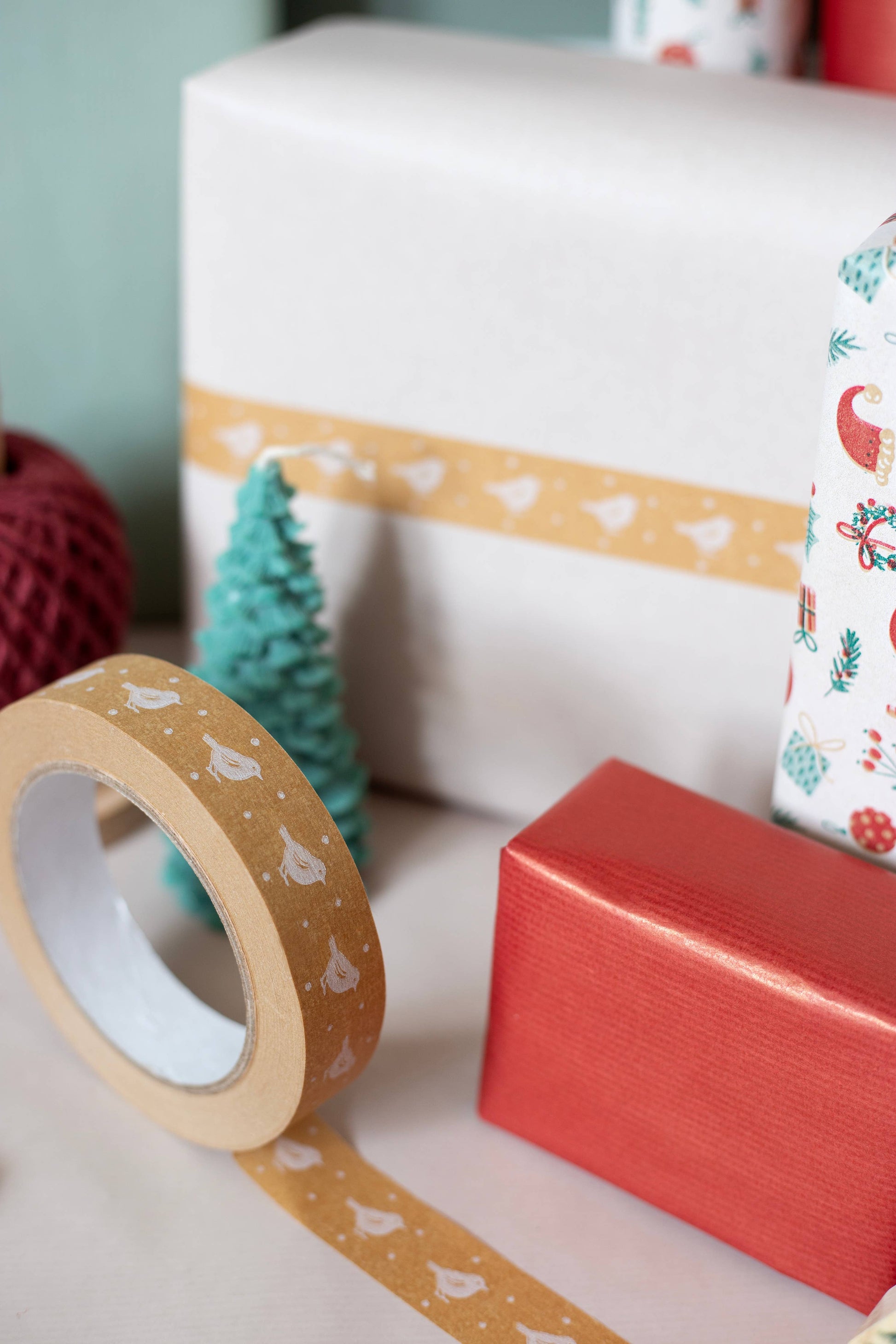 Robin Paper Tape 24mm for Christmas Decoration Wrapping