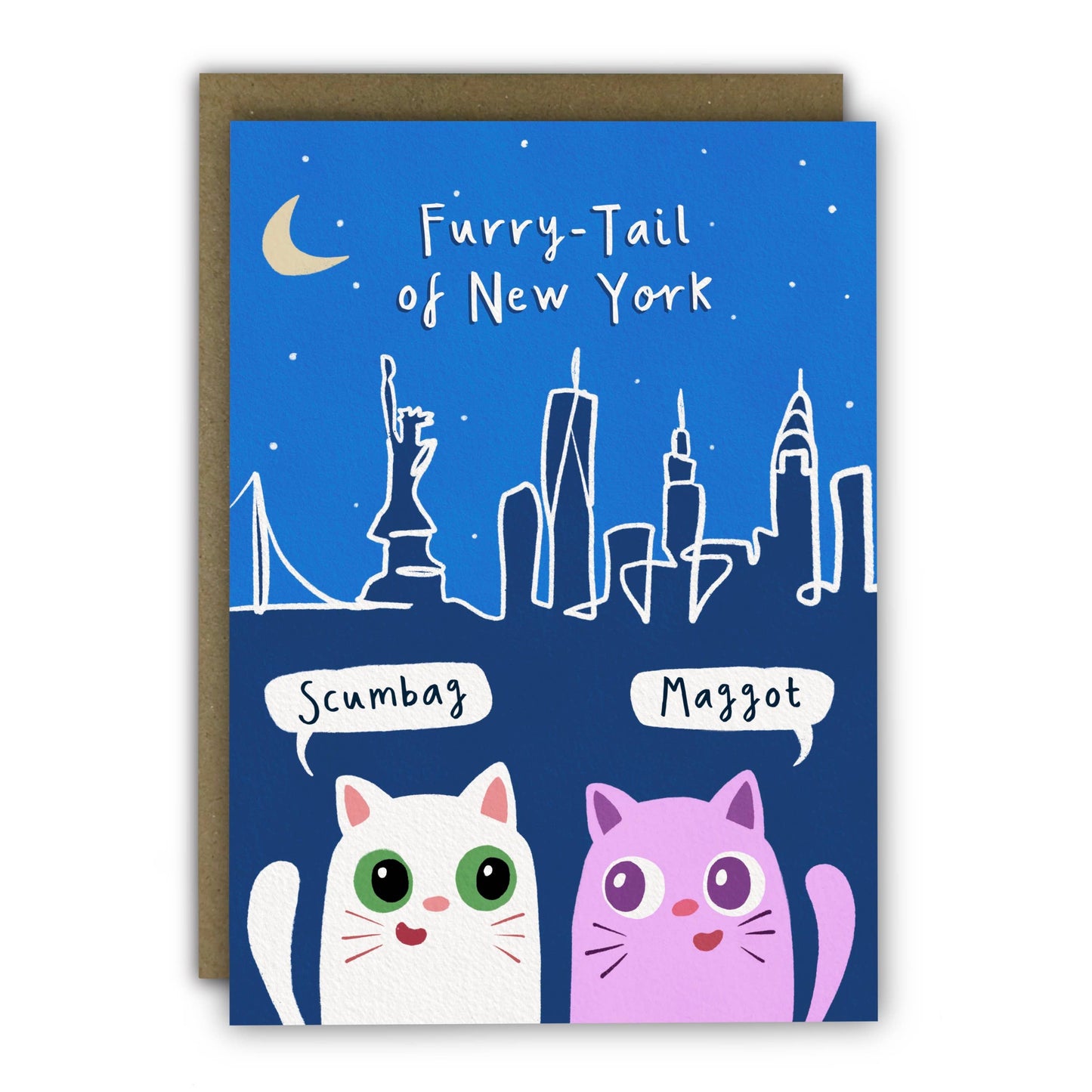 Funny Christmas Card - Fairytale of New York Cat Parody, designed and printed in the UK by Running With Scissors.