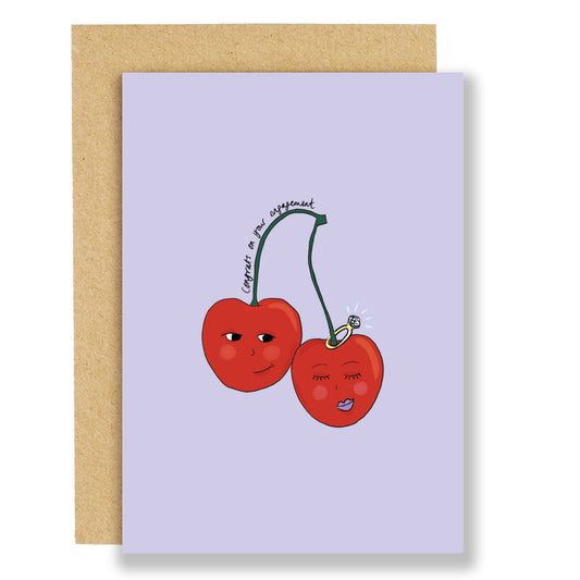 Cute Cherries Engagement Greeting Card