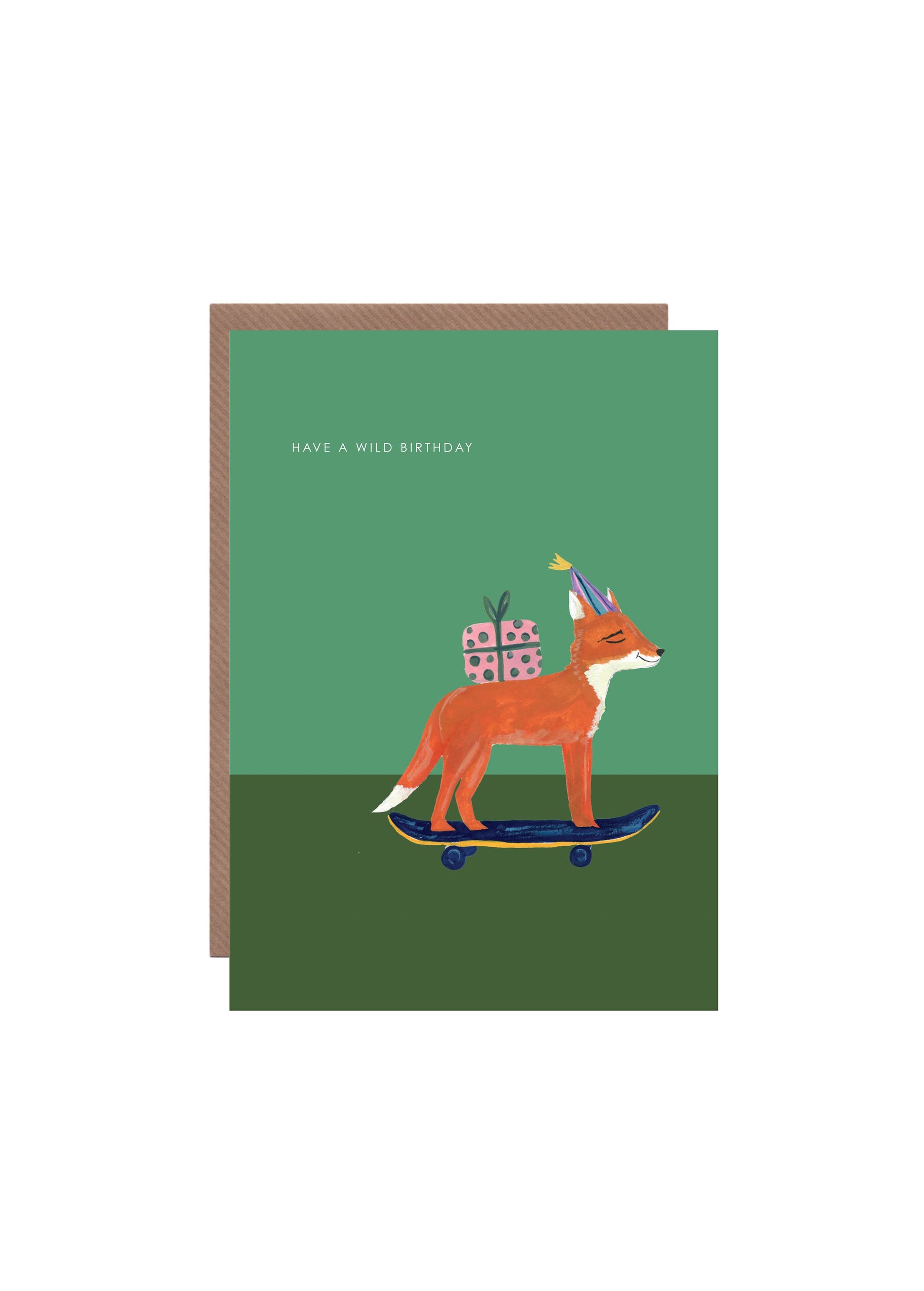 'Fox on Skateboard' Birthday Greetings Card