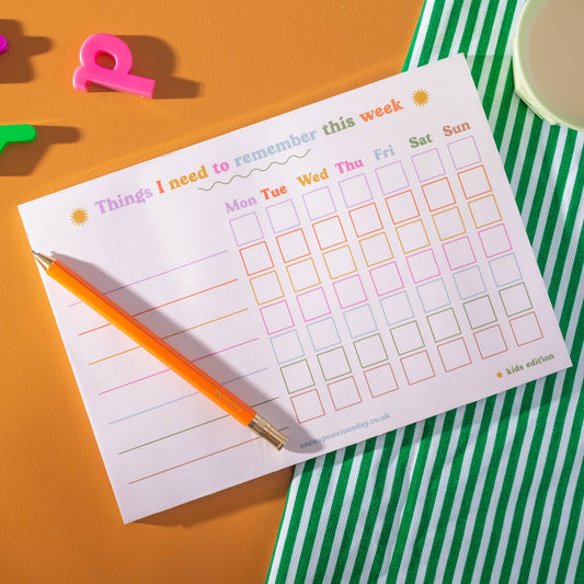 A5 Kids Weekly Planner Pad | Things I need to remember this