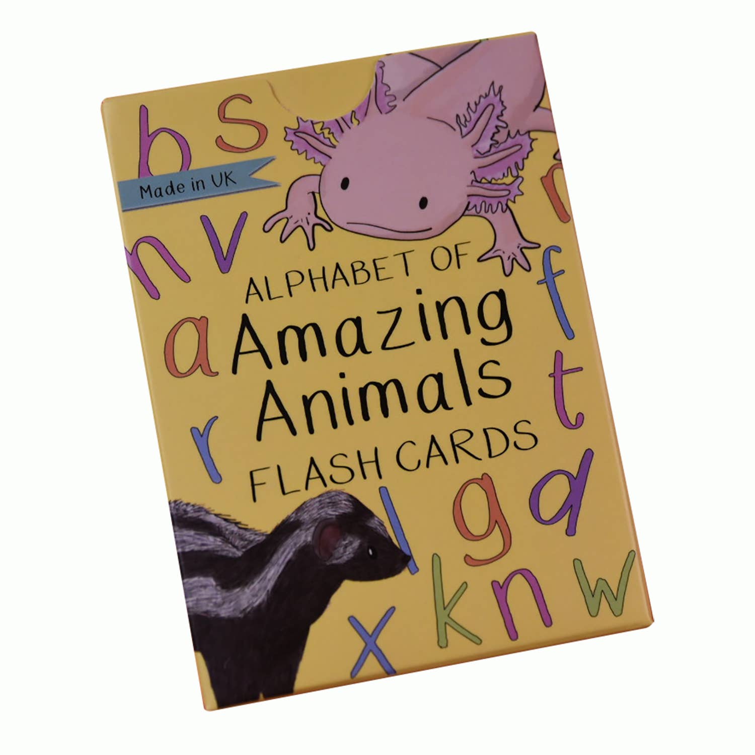 Alphabet of amazing animals flash card set. Filled with fascinating animals from around the world as a fun and educational way of not only teaching the alphabet but also introducing some truly amazing animals. The cards feature my animal illustration on one side, with the animals name and then the letters in upper and lower case, and a close up of the animal on the other side. 