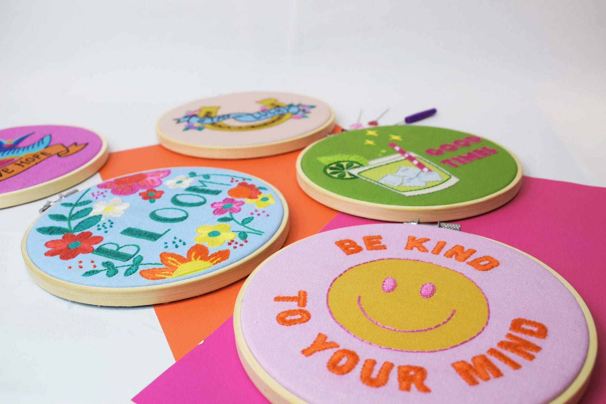 'Be Kind to Your Mind' Large embroidery craft kit