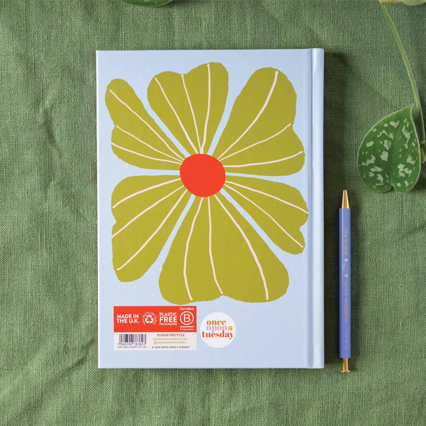 2025 Diary Sustainably Made A5 Hardcover Week to view flowers