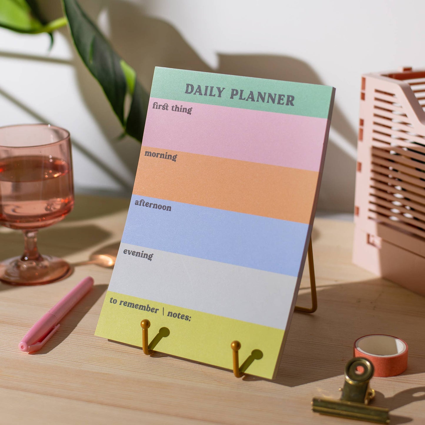 Daily Planner Pad  Sustainably Made Rainbow Colour Block Notepad