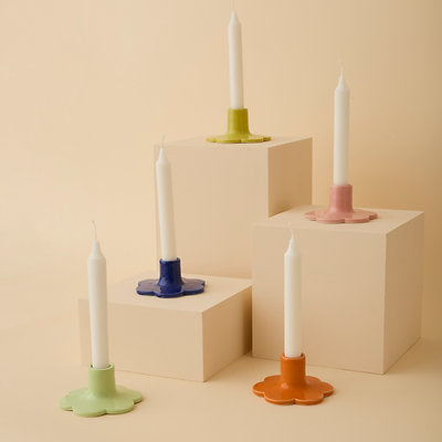 Handcrafted Solo Flower Candle Holder in various colours. Handcrafted in the UK, made from glazed stoneware.