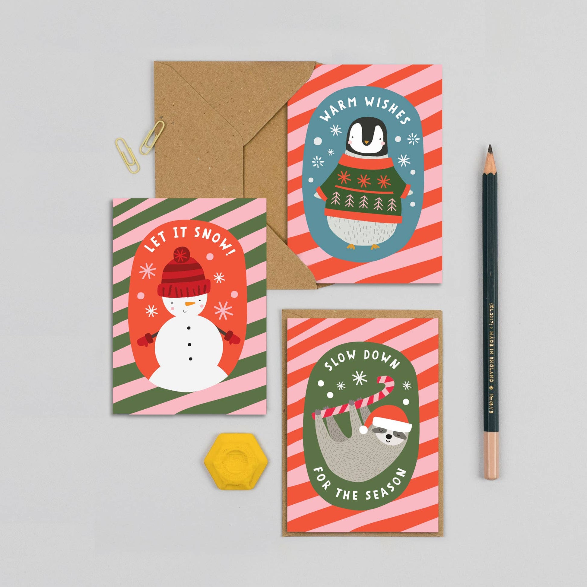 Candy Cane Sloth Mini Christmas Card