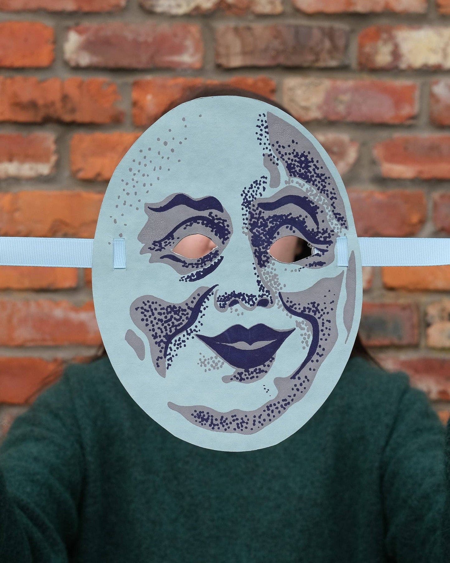 Halloween Moon mask, Thick Handmade cotton paper. Sustainably fairtrade made