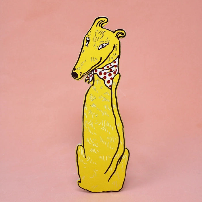 Dog Tails Leather bright yellow with a spotty scarf coloured Bookmark