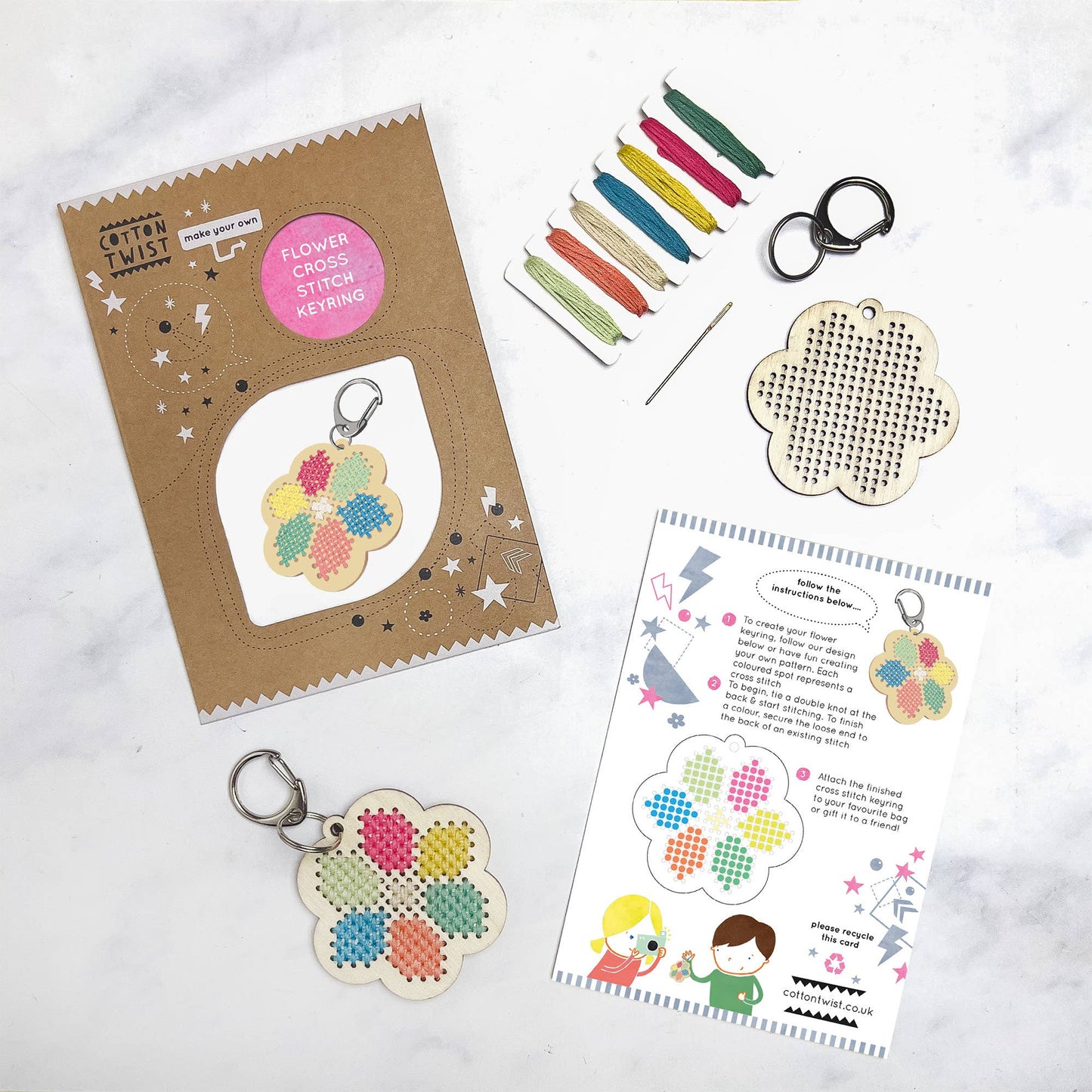 Make Your Own Flower Cross Stitch Keyring