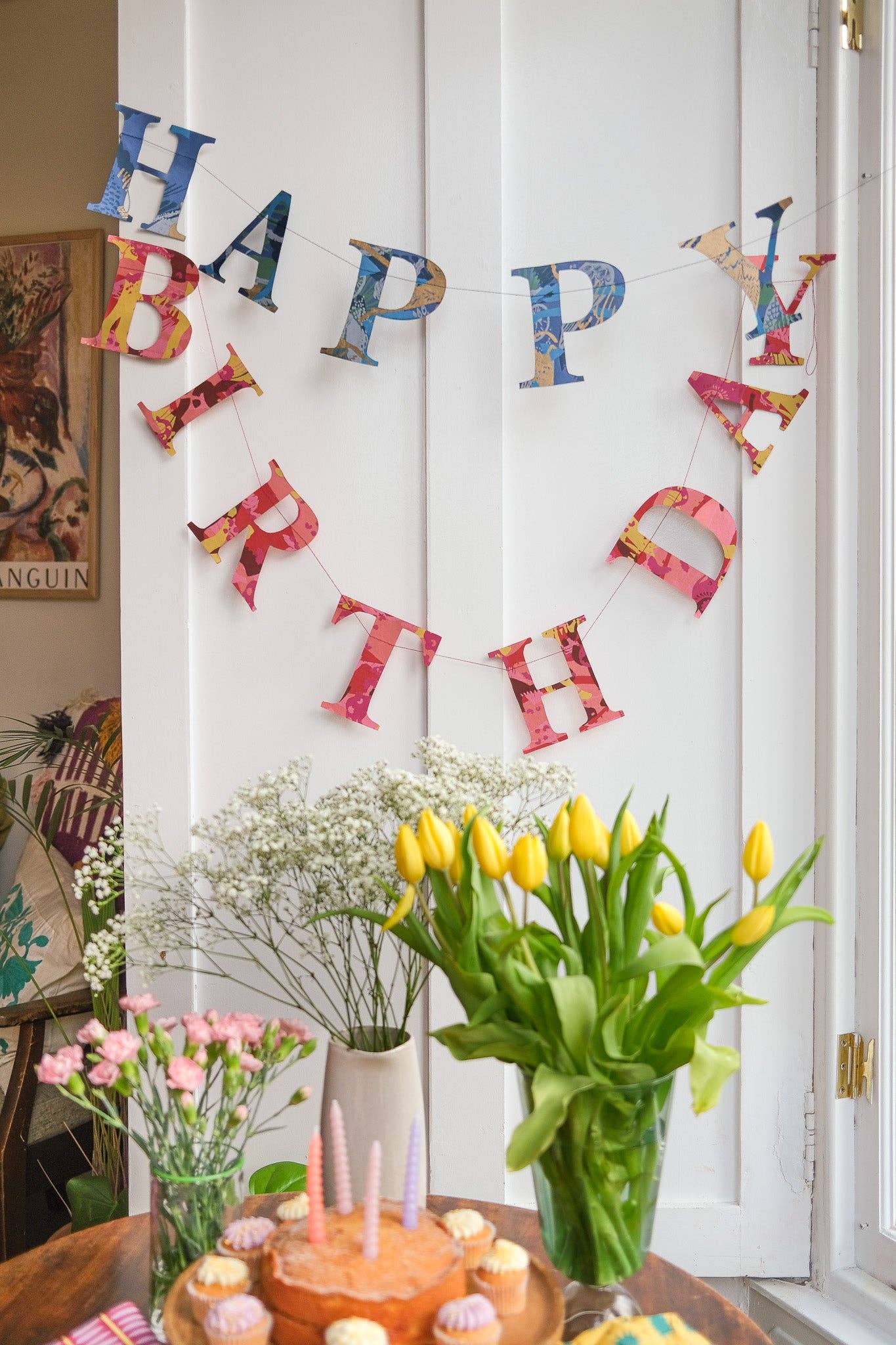 Happy Birthday Recycled Red Mix Sewn Garland