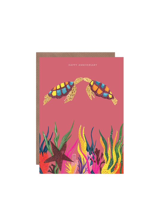 'Turtle Coral Reef' Anniversary Greetings Card