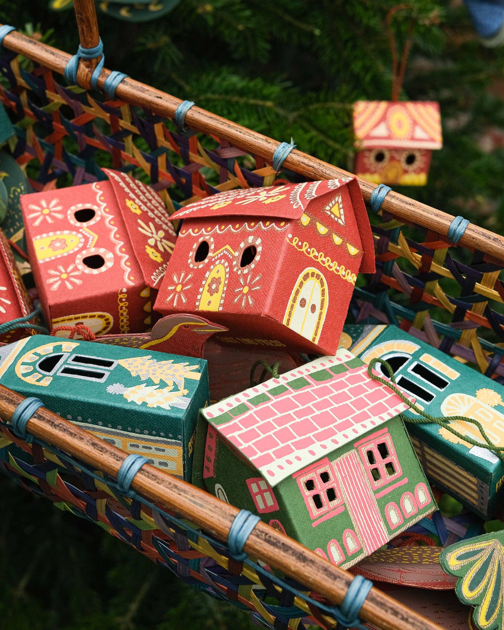 Gingerbread House Screen printed board hanging ornament, sustainably made from 100% recycled paper.