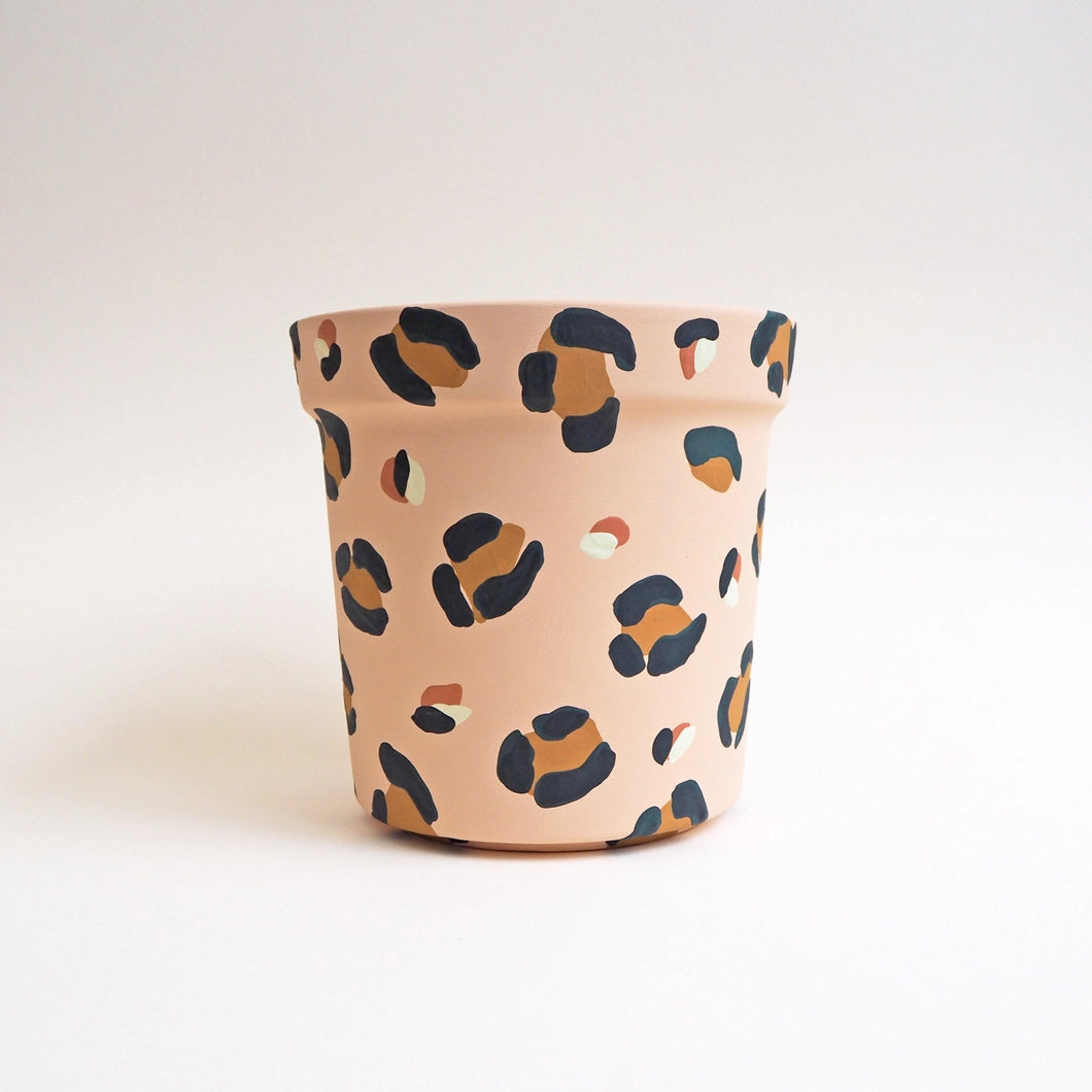 Large Leopard Print Planters - Pink