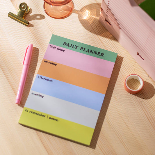 Daily Planner Pad  Sustainably Made Rainbow Colour Block Notepad