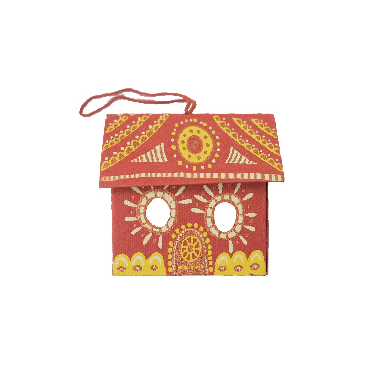 Gingerbread House Screen printed board hanging ornament, sustainably made from 100% recycled paper.