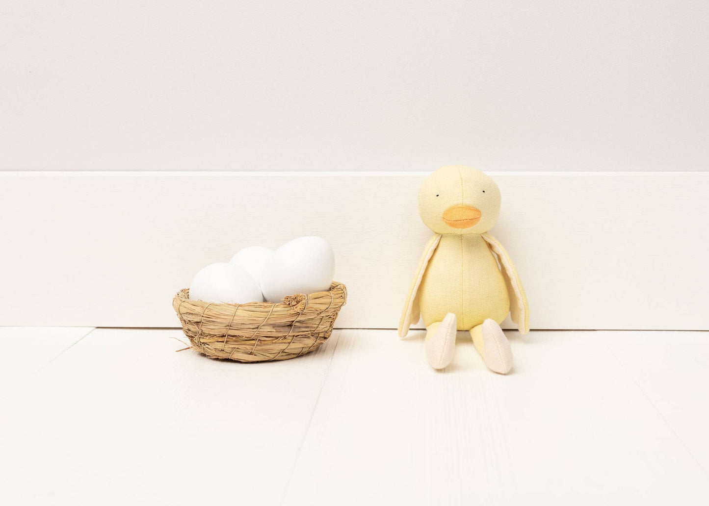 Meet Charlie the Chick, a delightful bundle of silliness that can often be found causing trouble in unexpected places. Designed with a dash of mischief and a sprinkle of charm, this little troublemaker is notorious for searching for treats and playing endless games of hide and seek.

Materials, care &amp; size Size 22 cm Made with 70% cotton &amp; 30% linen Filled with 100% recycled polyester 