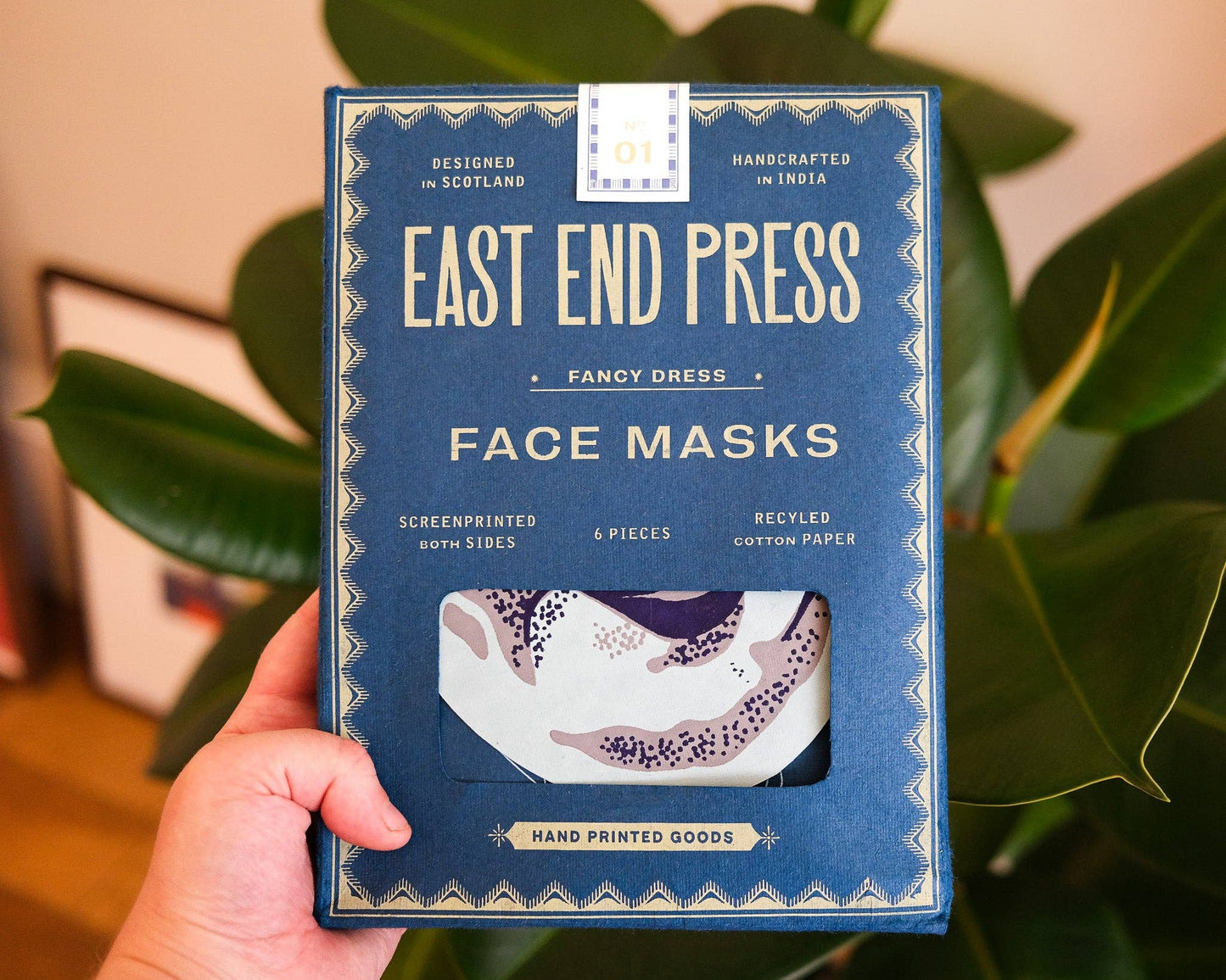 Halloween Masks, set of six. East End Press. Thick Handmade cotton paper. Sustainably fairtrade made