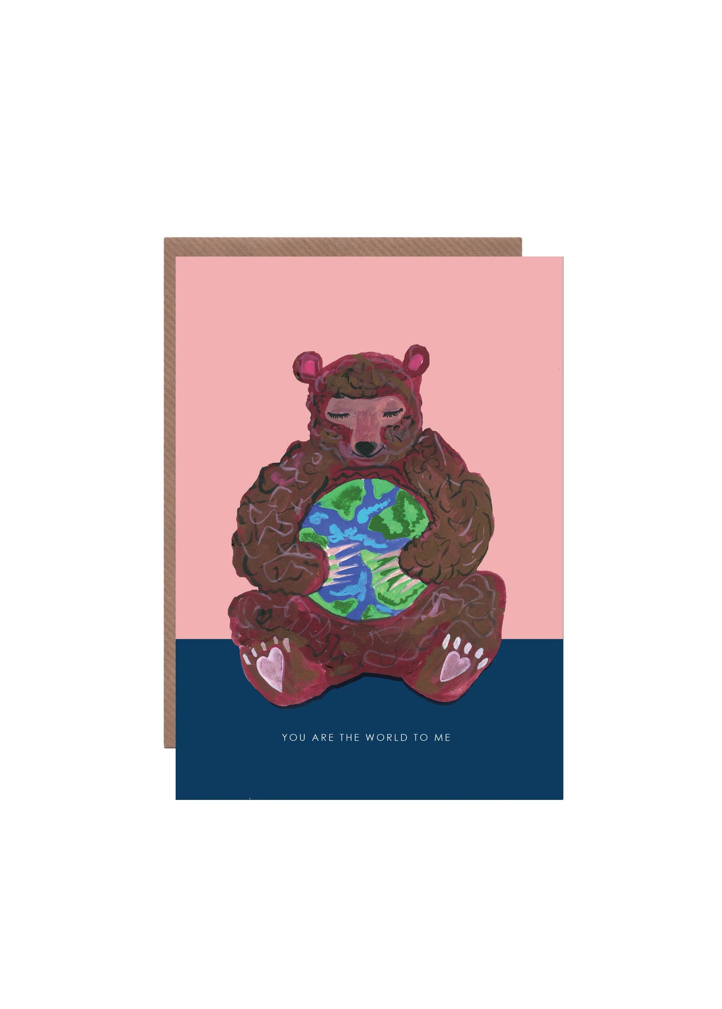 'Bear with Globe ' Greetings Card   