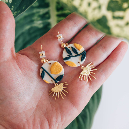 Lemon Tree with Brass Drop Earrings