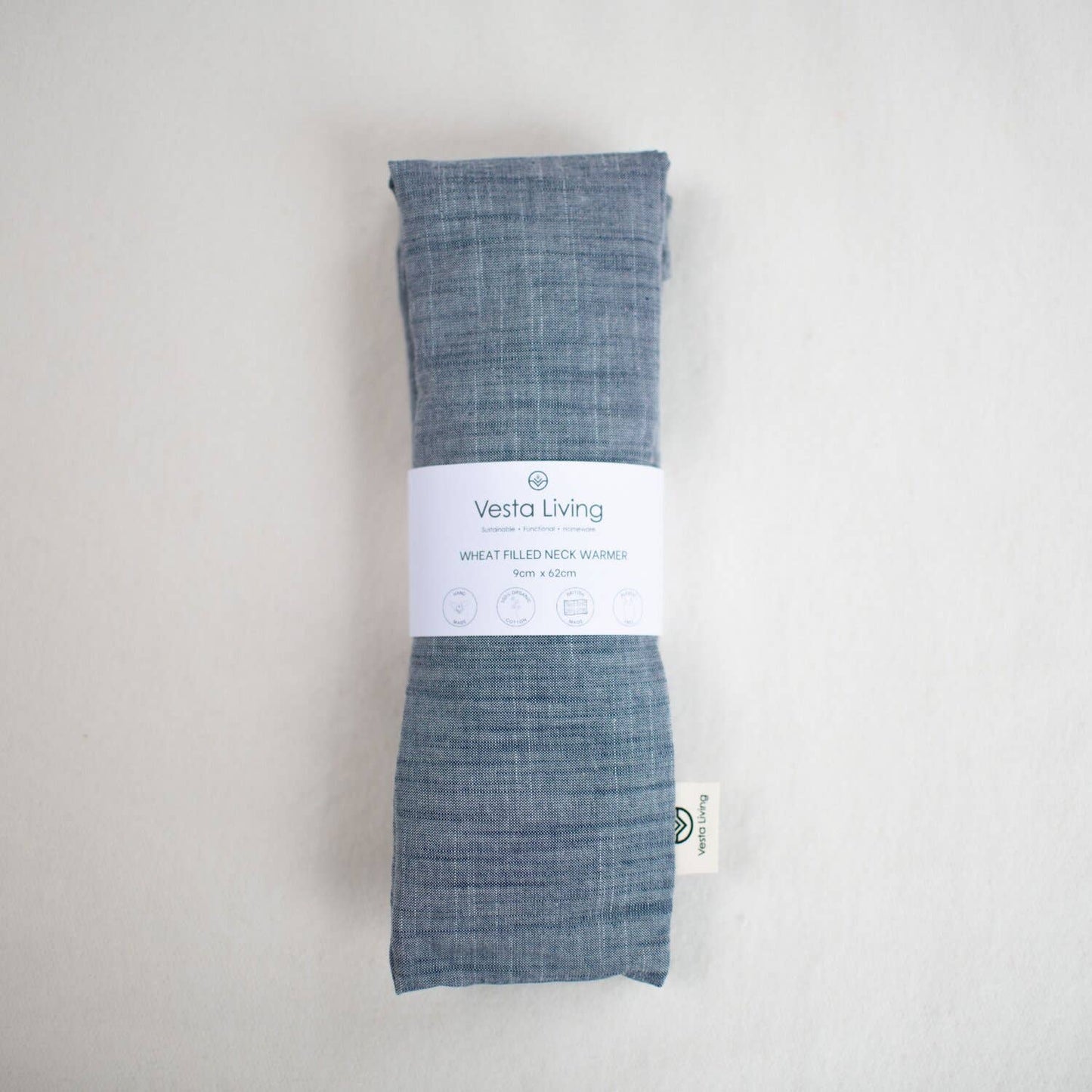 Barley Filled Organic Cotton Neck Warmer Denim Chambray.