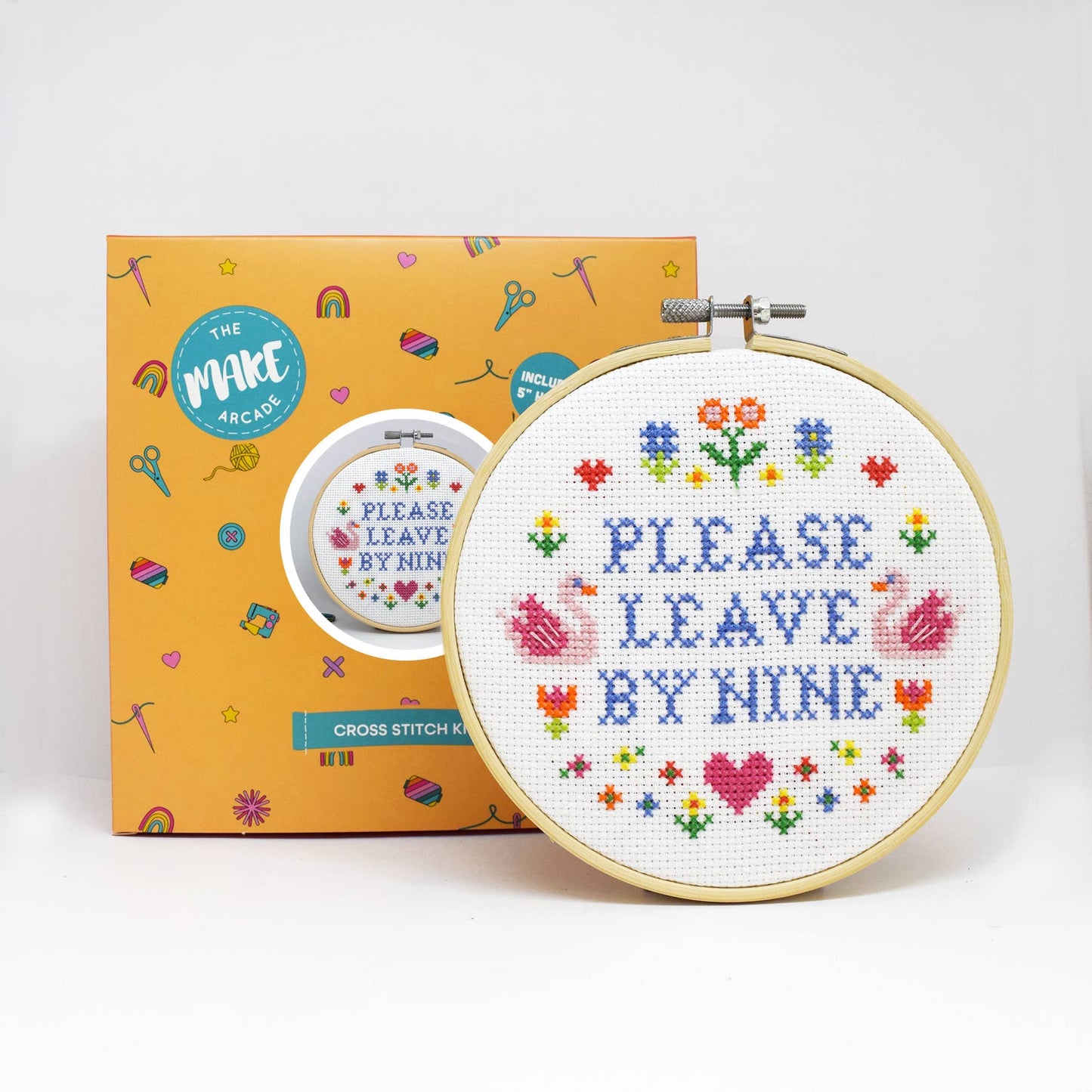 'Please leave by Nine' Large Cross Stitch